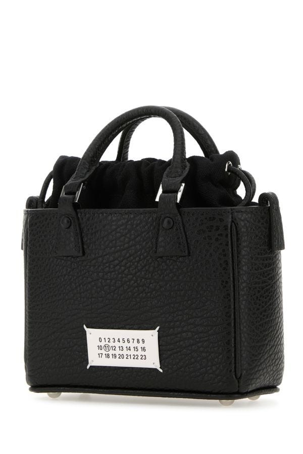 MAISON MARGIELA | Black leather 5ac Tote Horizontal handbag