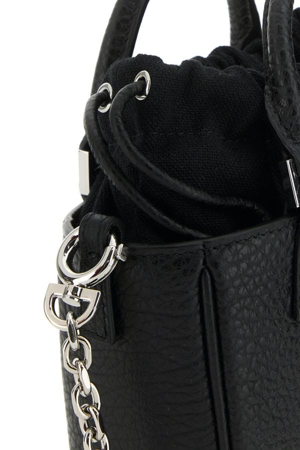 MAISON MARGIELA | Black leather 5ac Tote Horizontal handbag