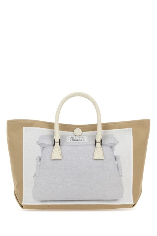 MAISON MARGIELA | Cappuccino fabric micro Trompe l'oeil 5AC handbag