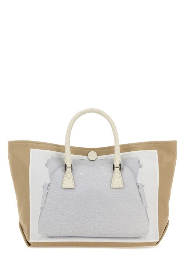MAISON MARGIELA | Cappuccino fabric micro Trompe l'oeil 5AC handbag