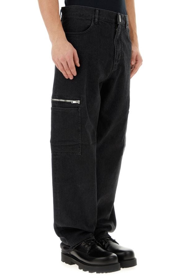 GIVENCHY | Black stretch denim cargo jeans