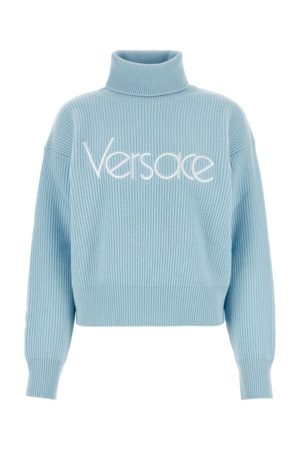 VERSACE | Light blue wool sweater