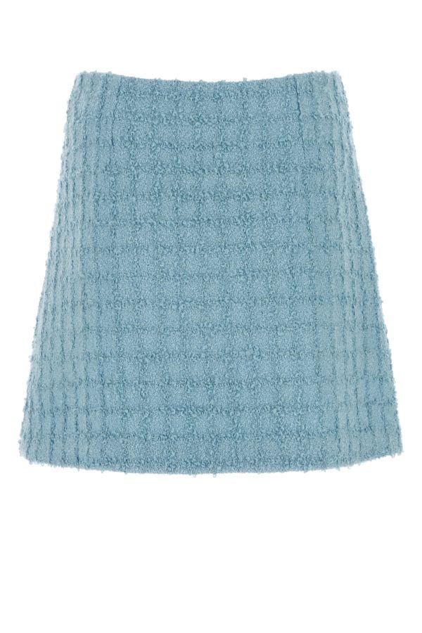 VERSACE | Light-blue boucle mini skirt