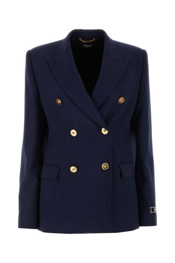 VERSACE | Blue stretch wool blazer