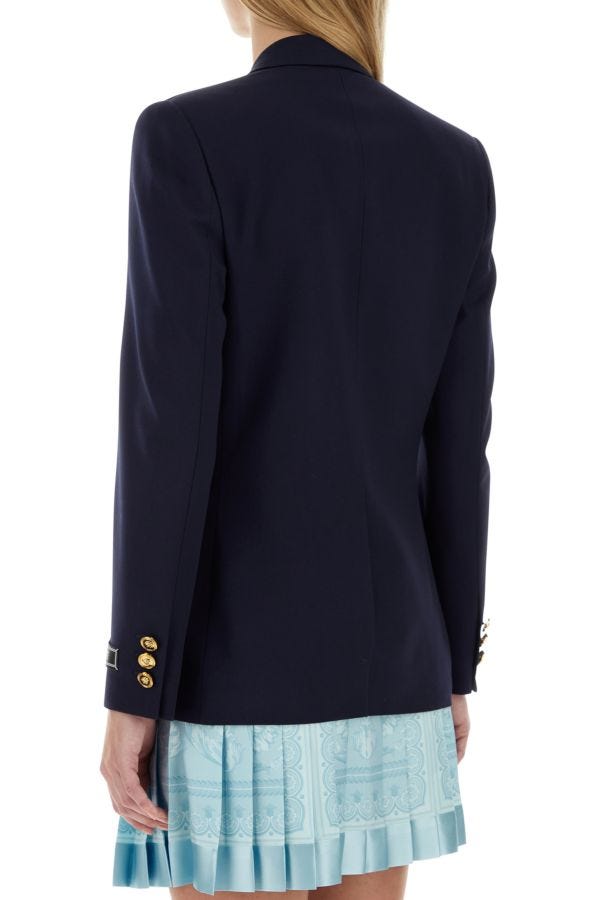 VERSACE | Blue stretch wool blazer