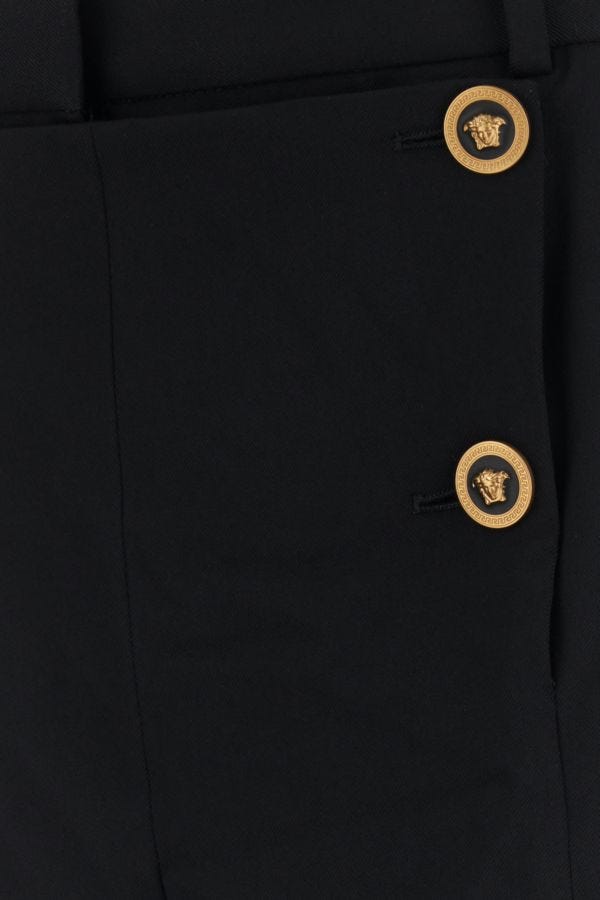 VERSACE | Black stretch wool wide-leg pant