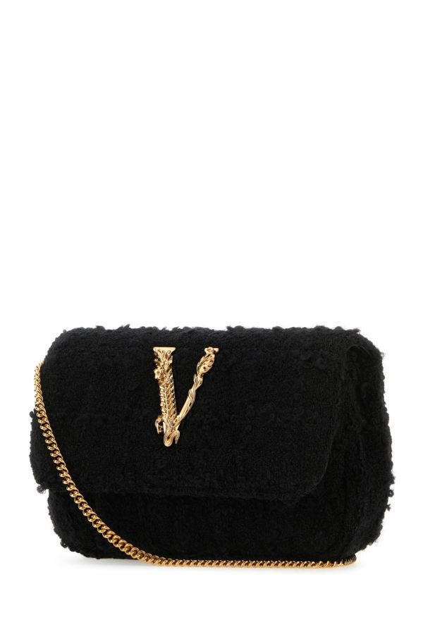 VERSACE | Black fabric mini Virtus clutch