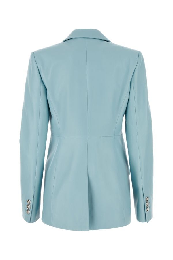 VERSACE | Light-blue leather blazer