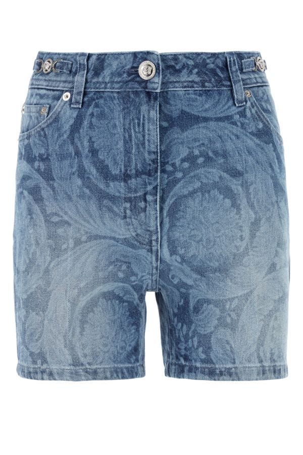 VERSACE | Printed denim shorts