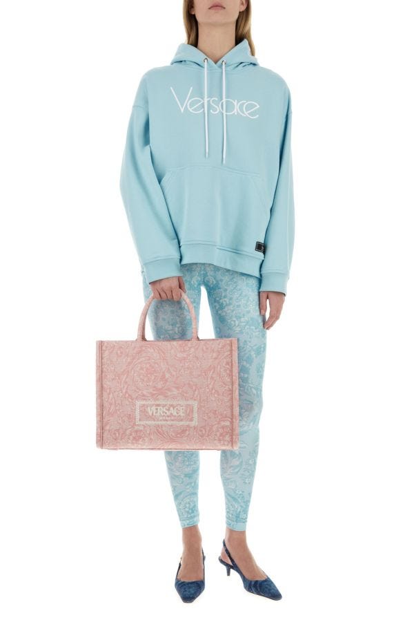 VERSACE | Light-blue cotton oversize sweatshirt