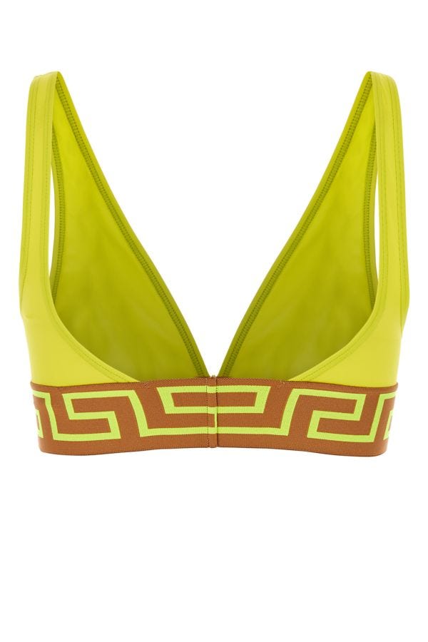 VERSACE | Fluo yellow stretch nylon bikini top