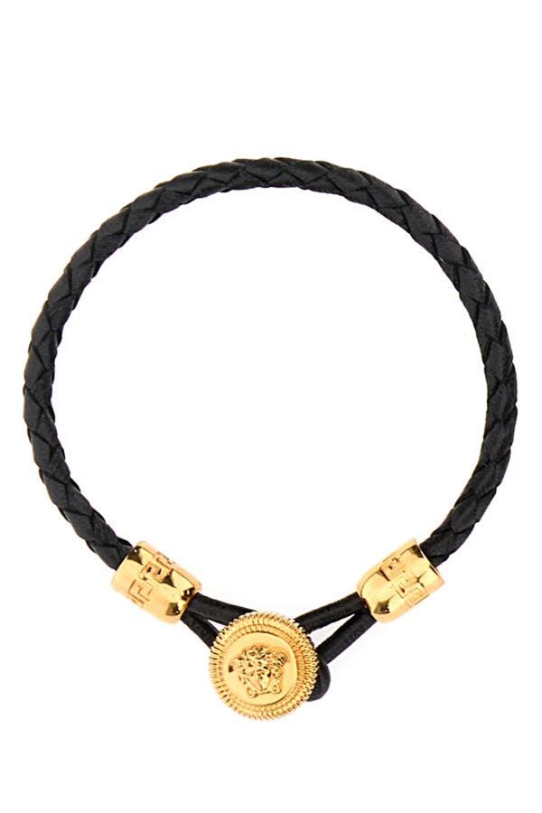 VERSACE | Black leather Medusa Biggie bracelet