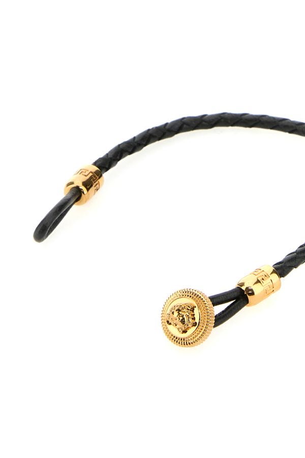 VERSACE | Black leather Medusa Biggie bracelet