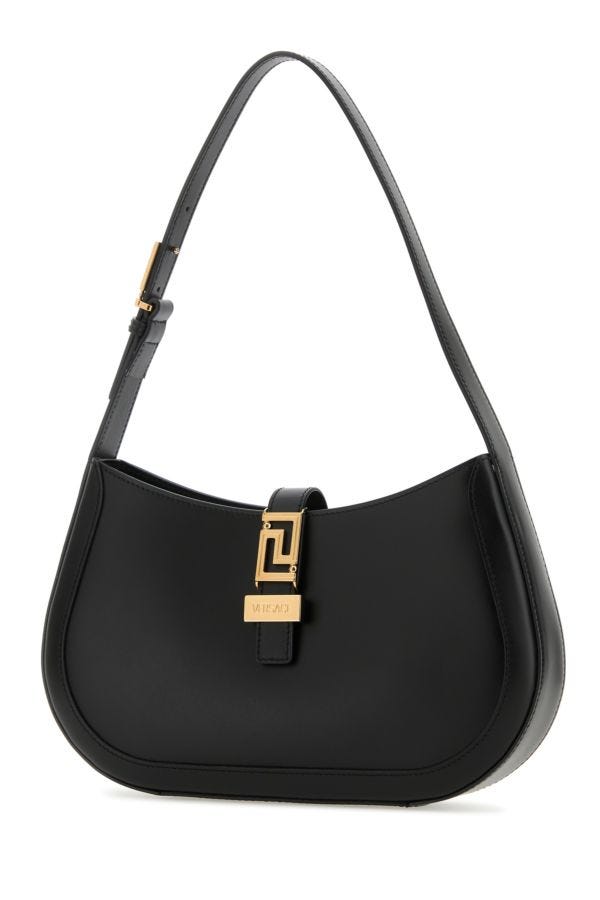 VERSACE | Black leather Greca Goddess shoulder bag