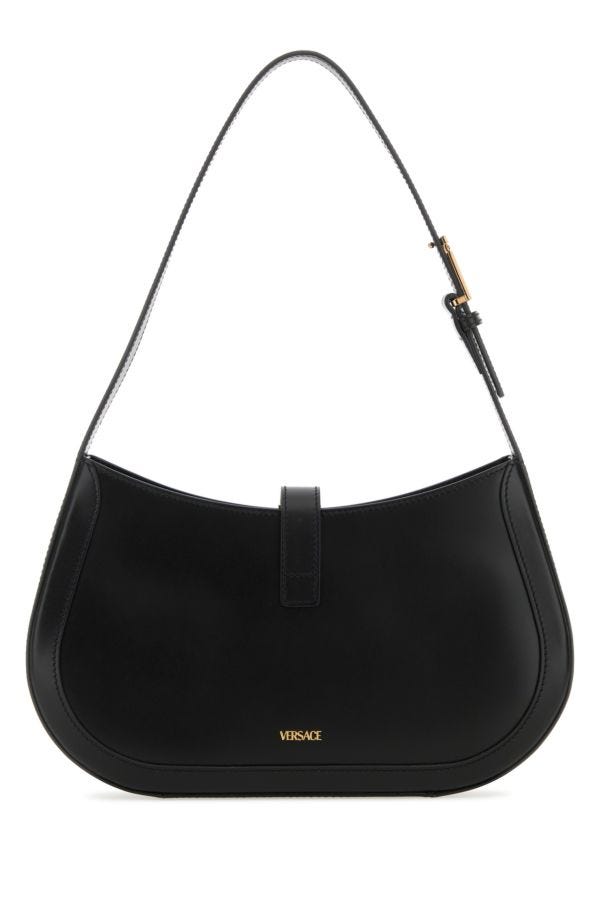 VERSACE | Black leather Greca Goddess shoulder bag