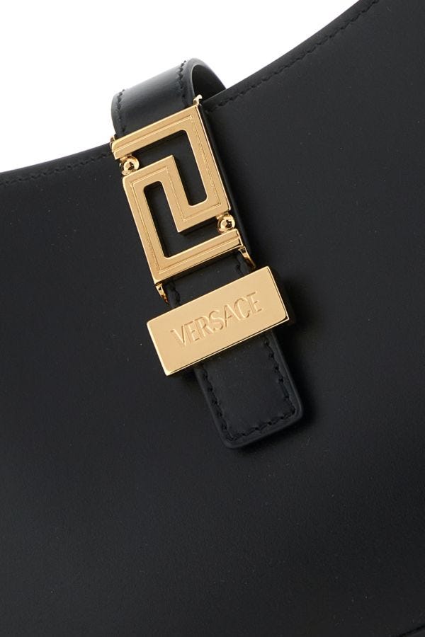 VERSACE | Black leather Greca Goddess shoulder bag