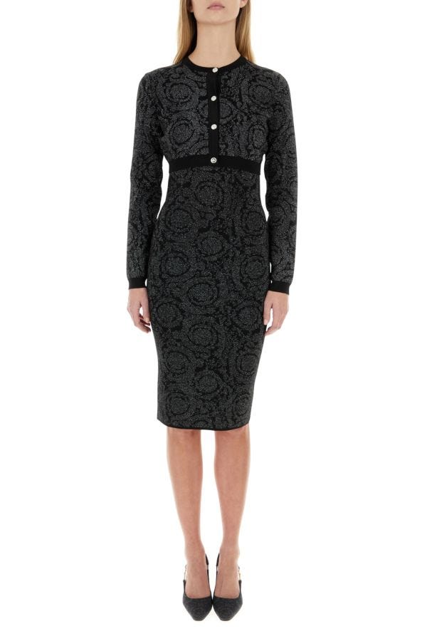 VERSACE | Black stretch viscose blend dress