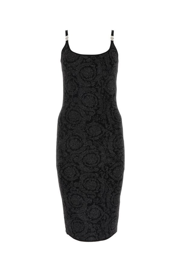 VERSACE | Black stretch viscose blend dress