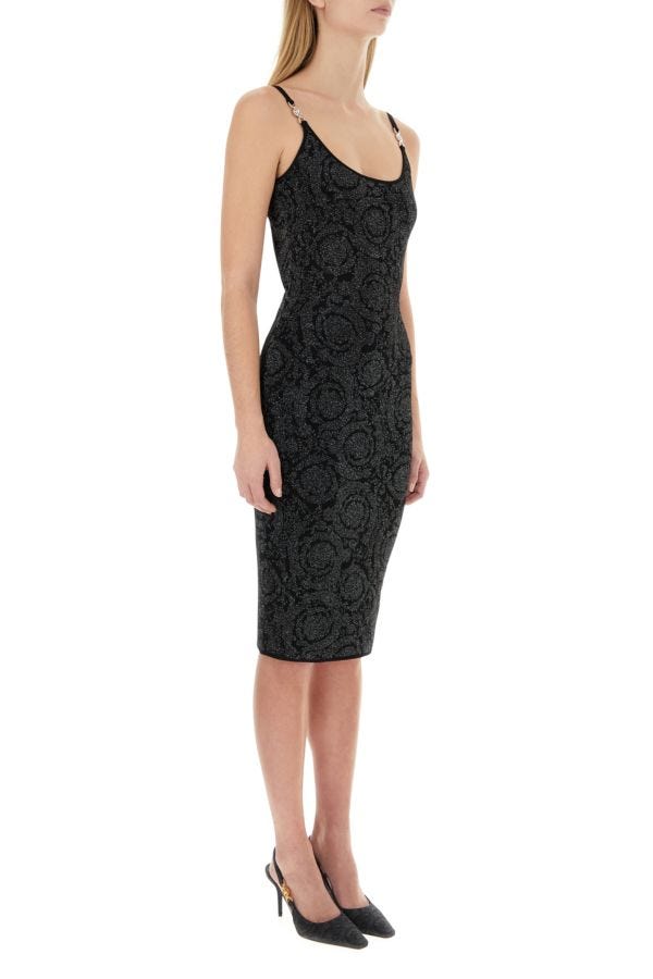 VERSACE | Black stretch viscose blend dress