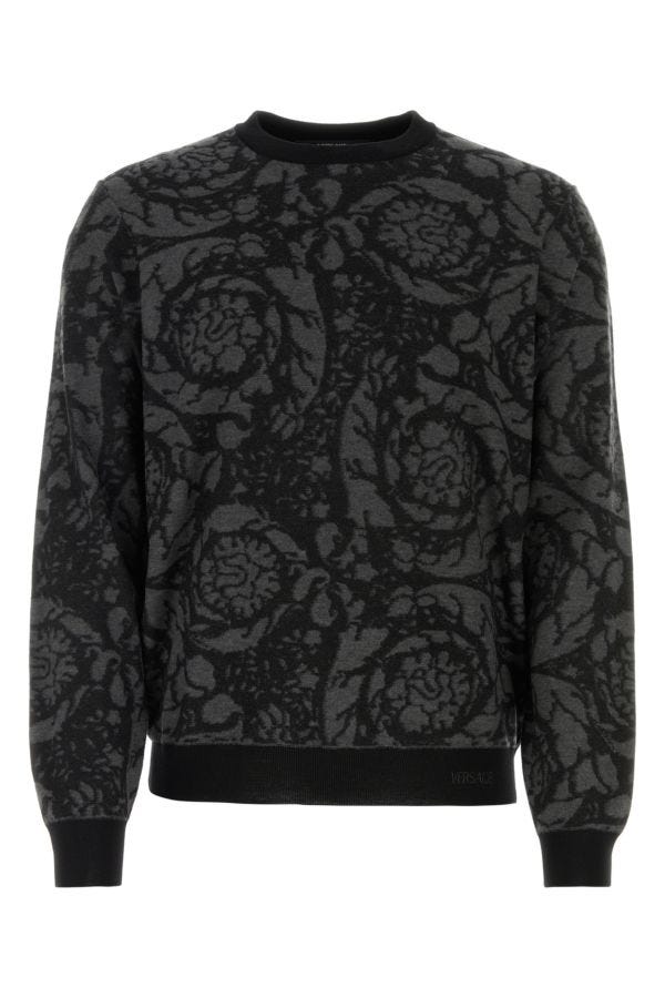 VERSACE | Embroidered wool blend sweater