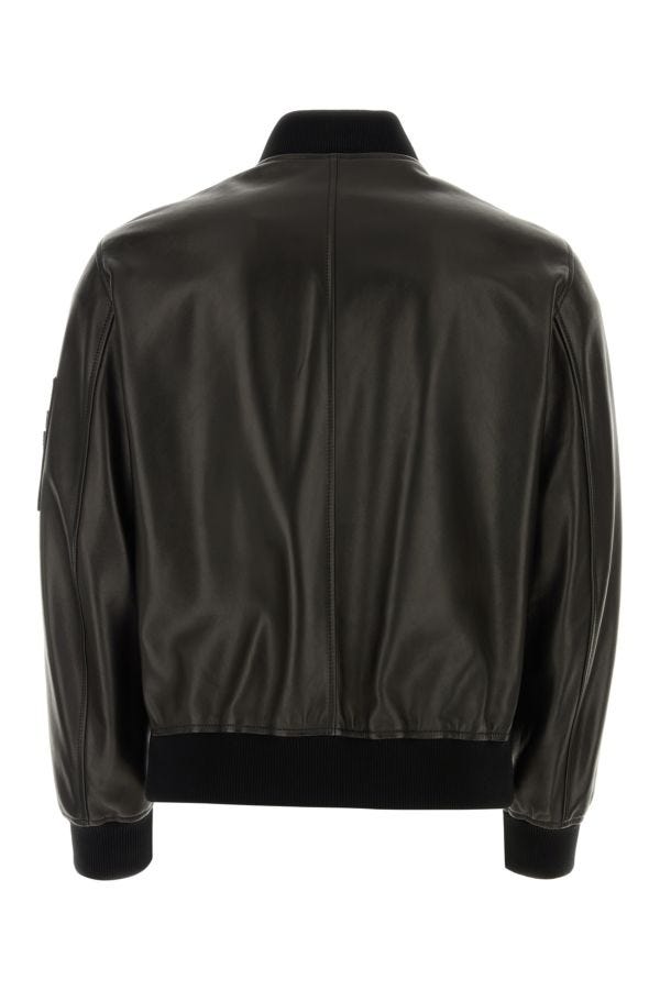 VERSACE | Black leather bomber jacket