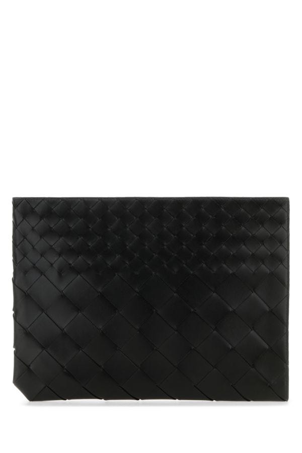 BOTTEGA VENETA | Black leather Intrecciato pouch