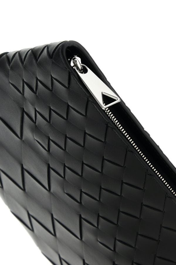 BOTTEGA VENETA | Black leather Intrecciato pouch