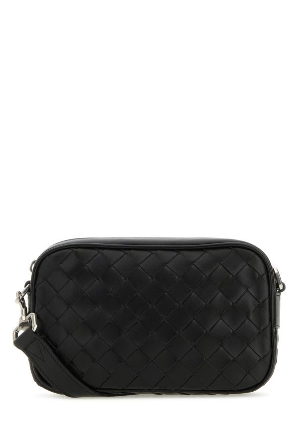 BOTTEGA VENETA | Black leather Intrecciato Mini crossbody bag