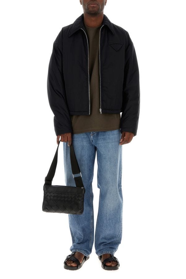 BOTTEGA VENETA | Black leather Duo Intrecciato crossbody bag