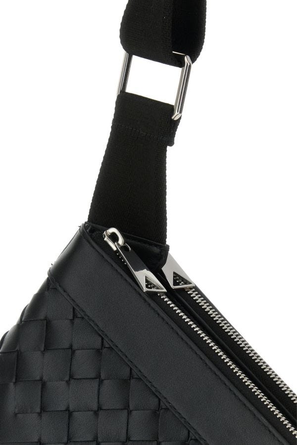 BOTTEGA VENETA | Black leather Duo Intrecciato crossbody bag