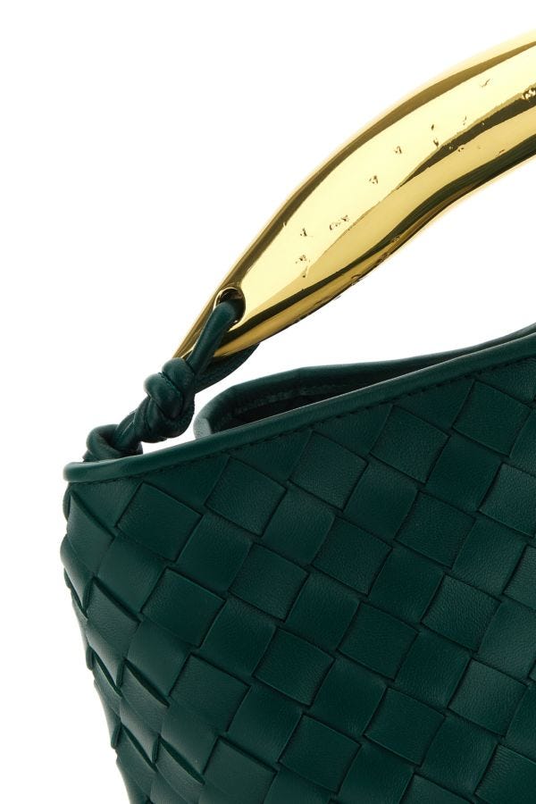 BOTTEGA VENETA | Bottle green leather Sardine handbag
