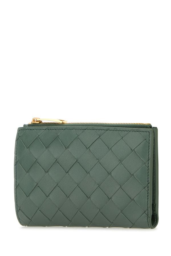 BOTTEGA VENETA | Sage green nappa leather medium Intrecciato wallet