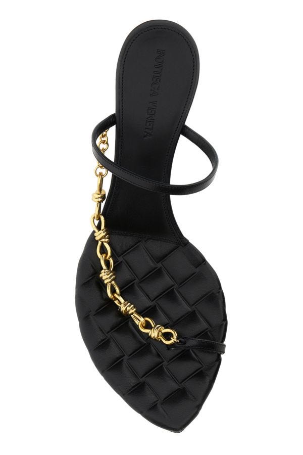 BOTTEGA VENETA | Black nappa leather Leaf sandals
