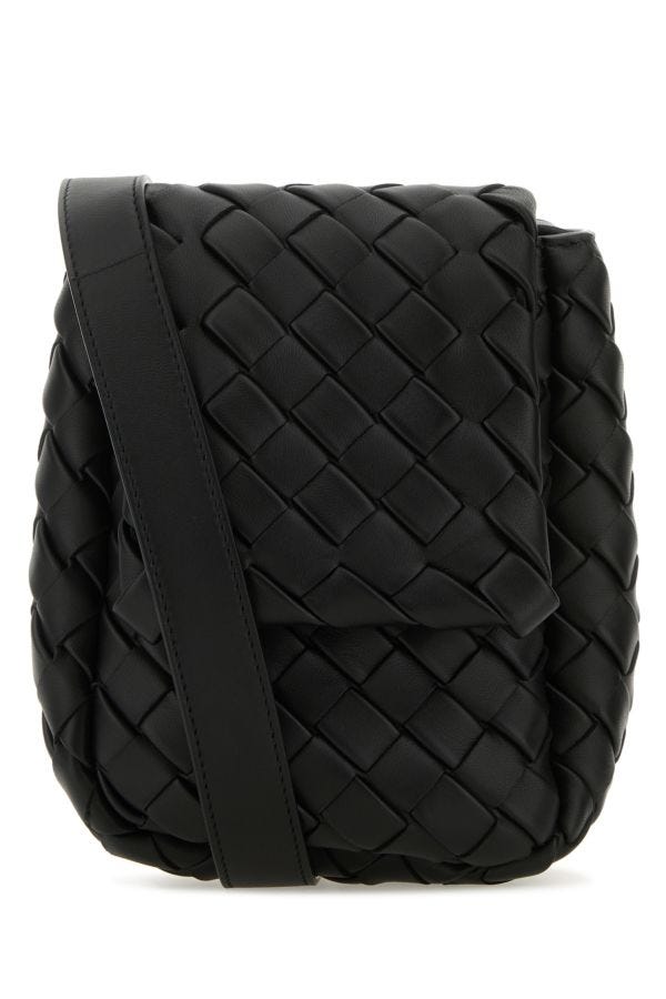 BOTTEGA VENETA | Black leather mini Vertical Cobble crossbody bag