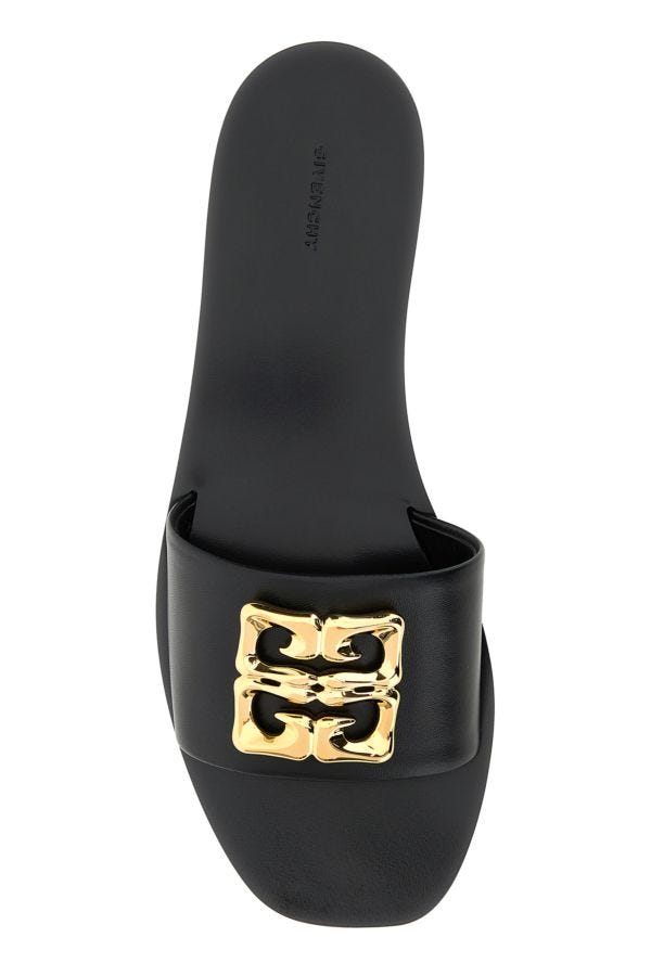 GIVENCHY | Black leather 4G Baroque slippers