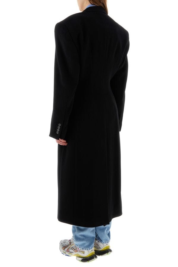 BALENCIAGA | Black cashmere blend oversize Cinched coat