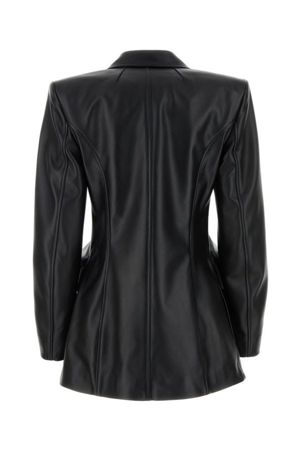 BALENCIAGA | Black leather Hourglass blazer