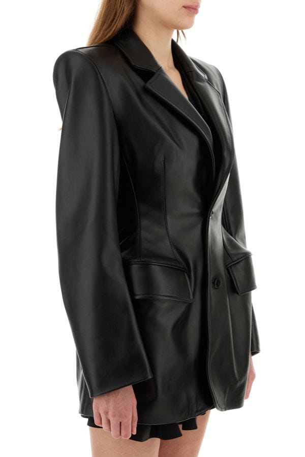 BALENCIAGA | Black leather Hourglass blazer