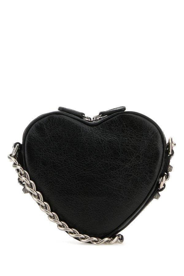 BALENCIAGA | Black leather mini Le Cagole Heart crossbody bag