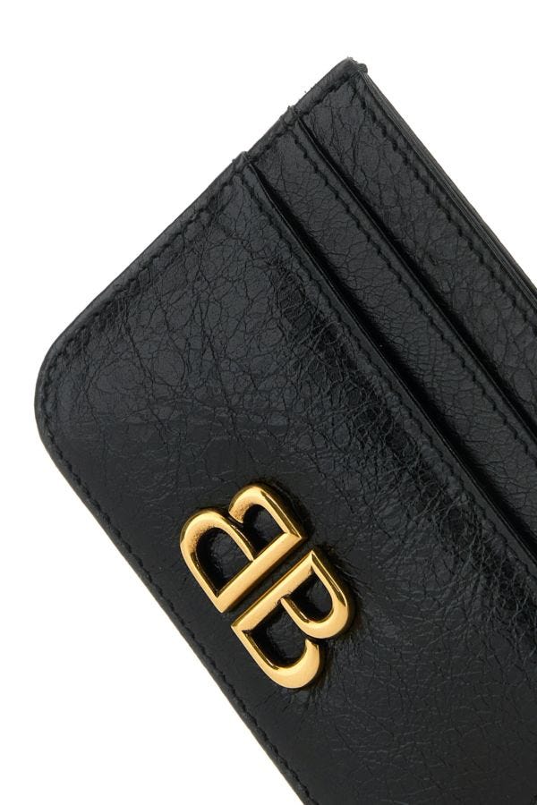 BALENCIAGA | Black leather Monaco card holder