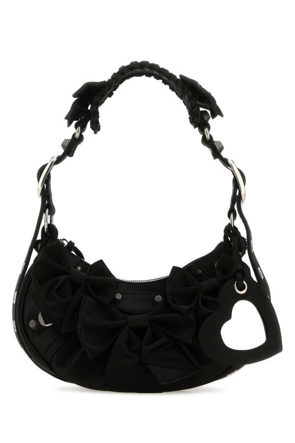 BALENCIAGA | Black satin Le Cagole XS shoulder bag