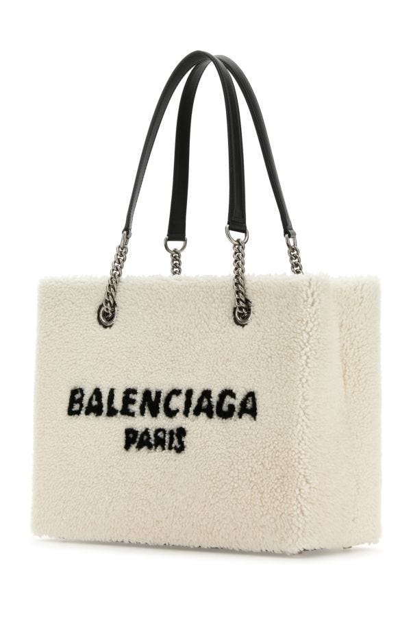 BALENCIAGA | White shearling Duty Free M handbag