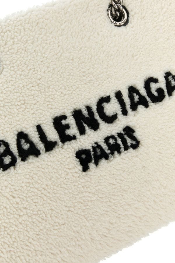 BALENCIAGA | White shearling Duty Free M handbag