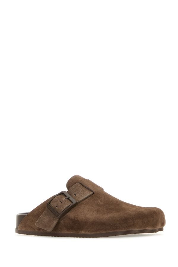 BALENCIAGA | Brown suede Sunday slippers