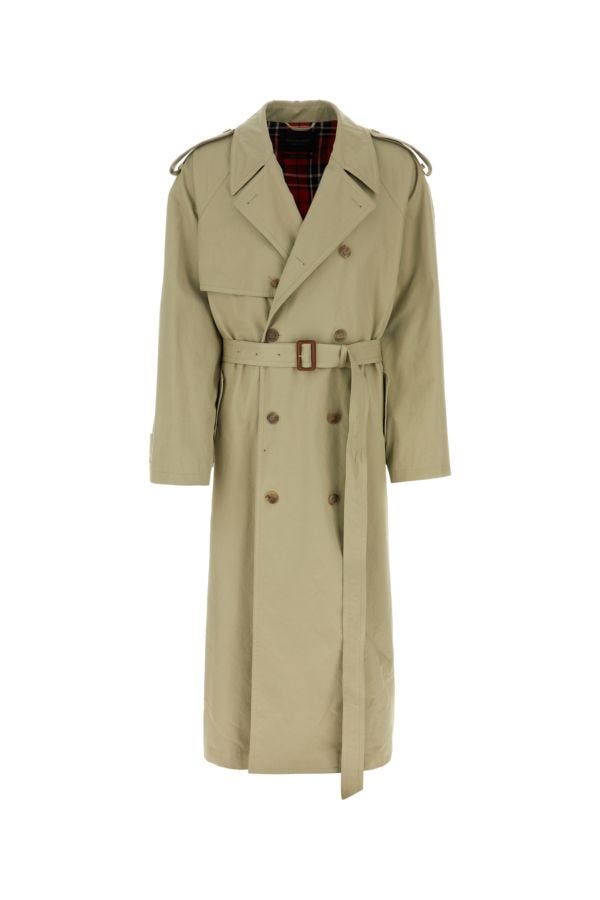 BALENCIAGA | Sage green cotton trench coat
