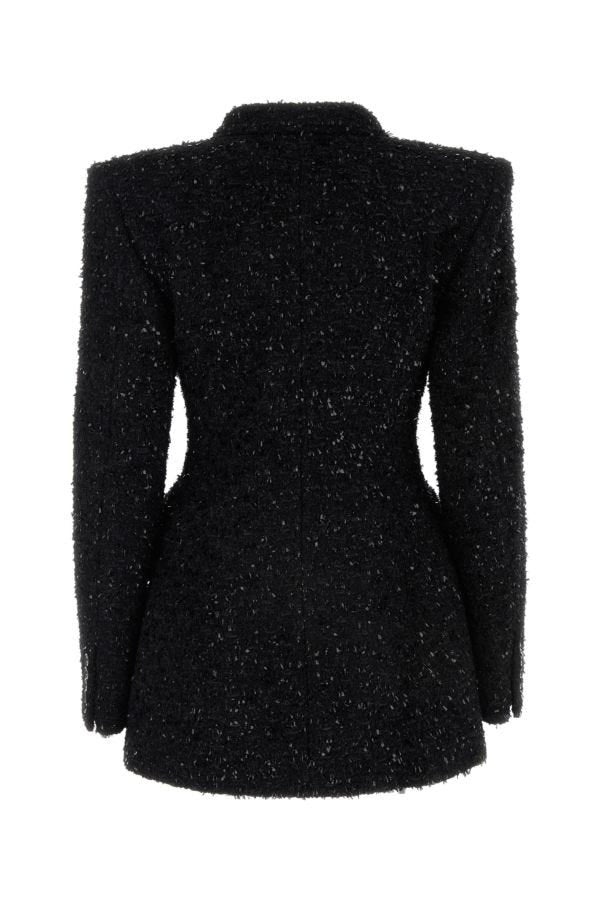 BALENCIAGA | Black bouclé oversize Hourglass blazer