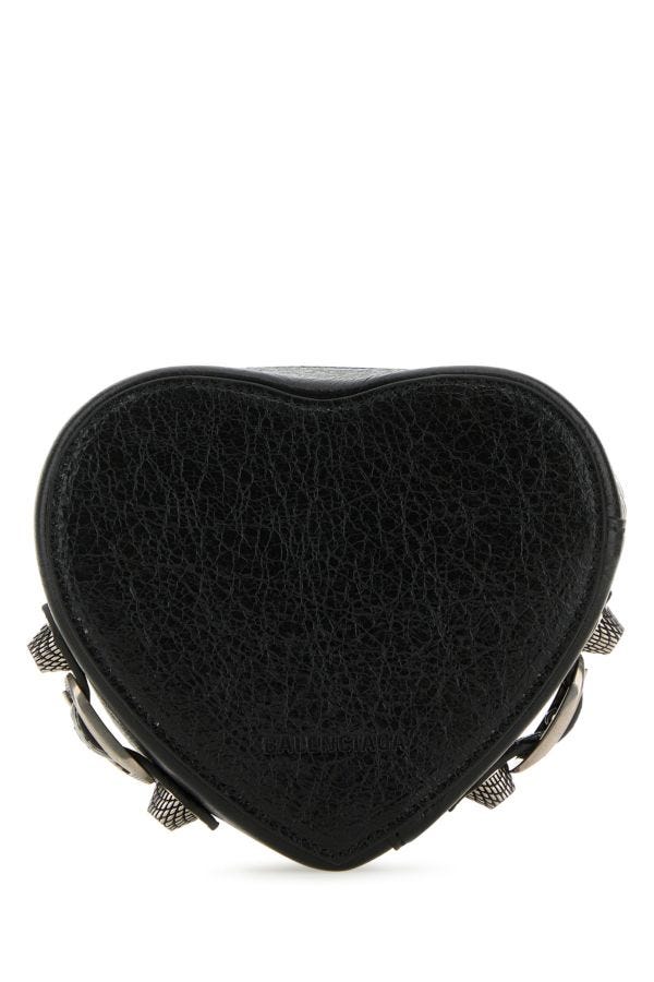 BALENCIAGA | Black leather Le Cagone Heart jewel case