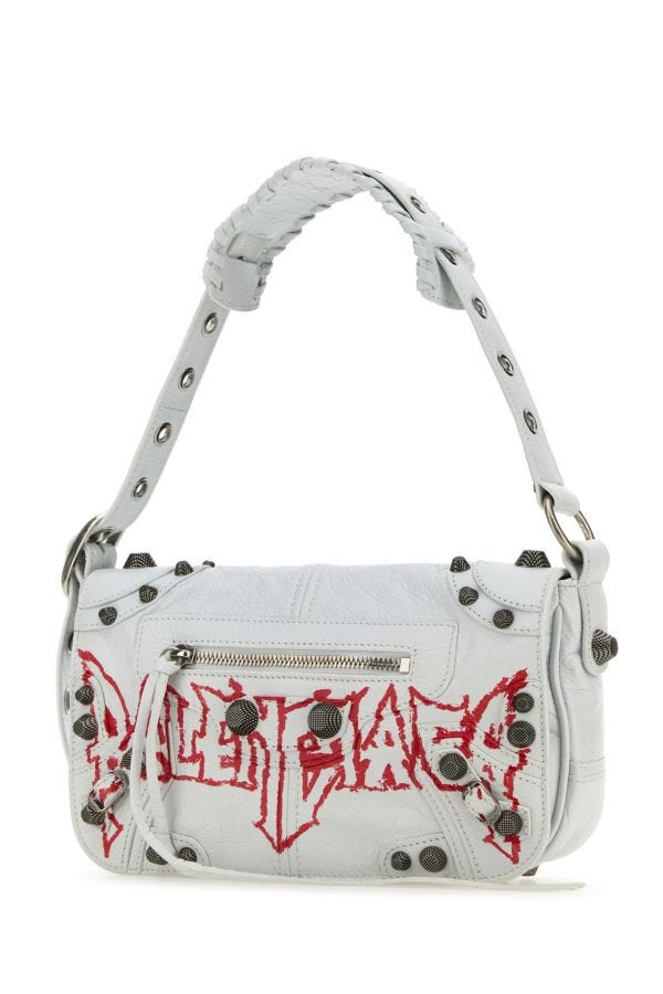 BALENCIAGA | White leather Le Cagole XS DIY Metal crossbody bag