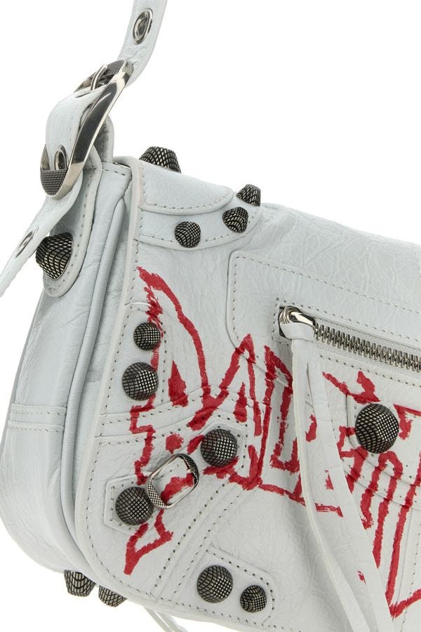 BALENCIAGA | White leather Le Cagole XS DIY Metal crossbody bag