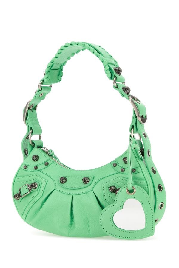 BALENCIAGA | Mint green nappa leather Le Cagole XS shoulder bag